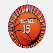 Basketbal Jouw naam Pop Art Keramisch Ornament (Links)