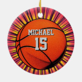 Basketbal Jouw naam Pop Art Keramisch Ornament (Achterkant)