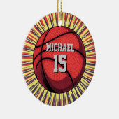 Basketbal Jouw naam Pop Art Keramisch Ornament (Rechts)