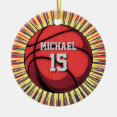 Basketbal Jouw naam Pop Art Keramisch Ornament (Voorkant)