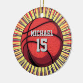 Basketbal Jouw naam Pop Art Keramisch Ornament (Links)