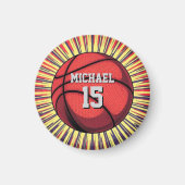 Basketbal Jouw naam Pop Art Magneet (Voorkant)