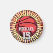 Basketbal Jouw naam Pop Art Magneet (Voorkant)