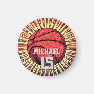 Basketbal Jouw naam Pop Art Magneet