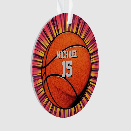 Basketbal Jouw naam Pop Art Ornament (voorkant)