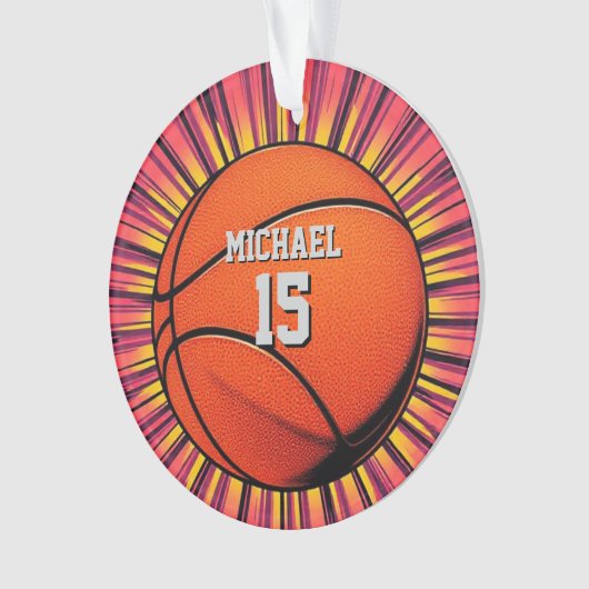 Basketbal Jouw naam Pop Art Ornament (voorkant)