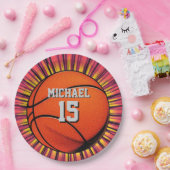 Basketbal Jouw naam Pop Art Papieren Bordje (Feest)