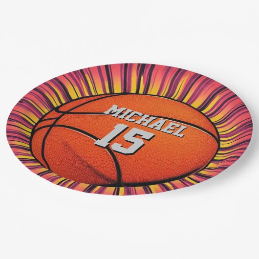 Basketbal Jouw naam Pop Art Papieren Bordje (Gekanteld)