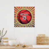 Basketbal Jouw Naam Pop Art Poster (Keuken)