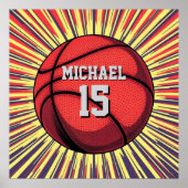 Basketbal Jouw naam Pop Art Poster (Voorkant)