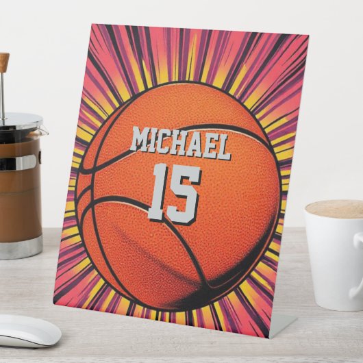 Basketbal Jouw naam Pop Art Reclamebord Met Voetstuk (Insitu)