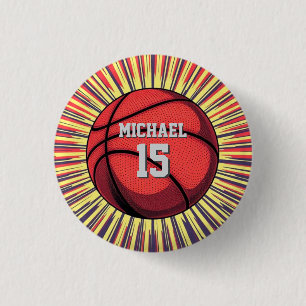 Basketbal Jouw naam Pop Art Ronde Button 3,2 Cm