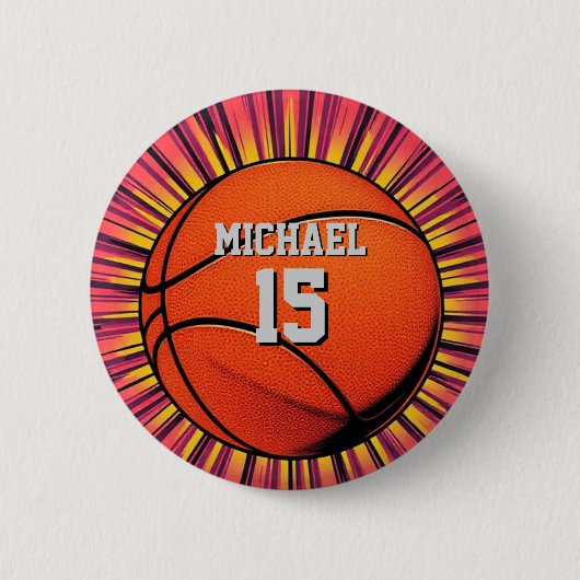 Basketbal Jouw naam Pop Art Ronde Button 5,7 Cm (Voorkant)