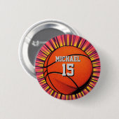 Basketbal Jouw naam Pop Art Ronde Button 5,7 Cm (Voorkant /achterkant)