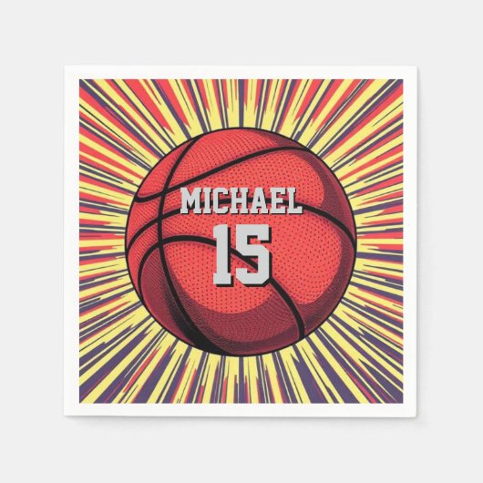 Basketbal Jouw naam Pop Art Servet (Voorkant)