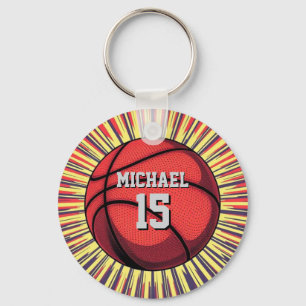 Basketbal Jouw naam Pop Art Sleutelhanger