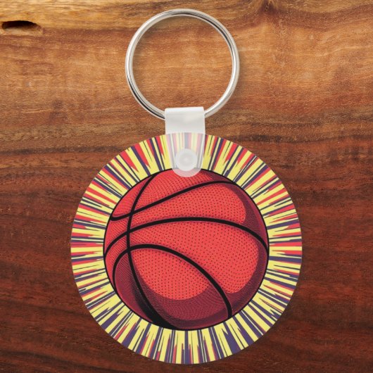 Basketbal Jouw naam Pop Art Sleutelhanger (Achterkant)