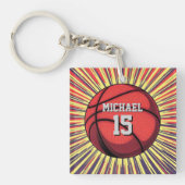 Basketbal Jouw naam Pop Art Sleutelhanger (voorkant)