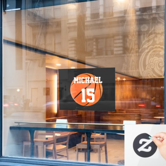 Basketbal Jouw Naam Raamsticker (Cafe Raam)