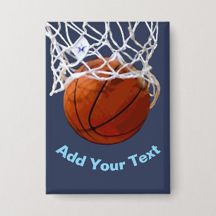 Basketbal Jouw Naam Tekst Bericht Slogan Aangepast Button