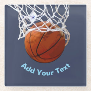 Basketbal Jouw Naam Tekst Bericht Slogan Aangepast Glazen Onderzetter