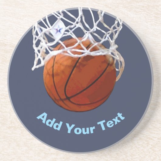 Basketbal Jouw Naam Tekst Bericht Slogan Aangepast Zandsteen Onderzetter (Voorkant)