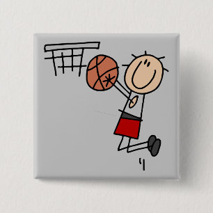 Basketbal Jump Shot Rode T-shirts en Cadeaus Vierkante Button 5,1 Cm
