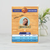 Basketbal Kaart W / Stats Afstudeerder Uitnodiging (Staand voorkant)