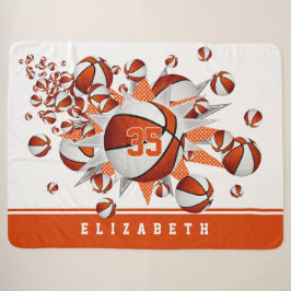 basketbal kamer decoratie meisjes sport ster oranj sherpa deken