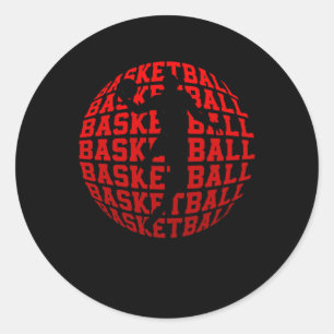 Basketbal kampioen basketbalspeler fans retro ronde sticker
