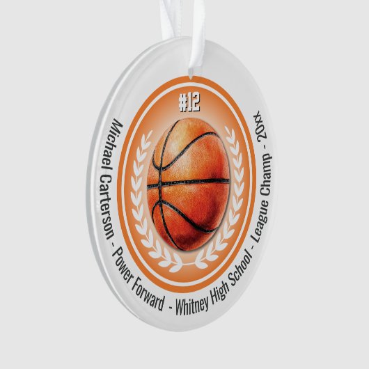 Basketbal Kampioen Team Monogram Ornament (voorkant)