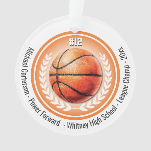 Basketbal Kampioen Team Monogram Ornament (voorkant)
