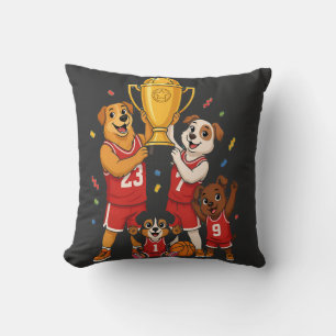 Basketbal Kampioenen Hond Familie Trofee Feestvier Kussen