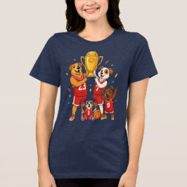 Basketbal Kampioenen Hond Familie Trofee Feestvier Tri-Blend Shirt