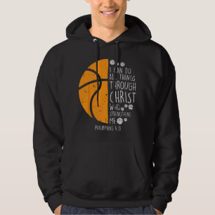 Basketbal kan ik dingen doen Bijbelvers God Jezus Hoodie