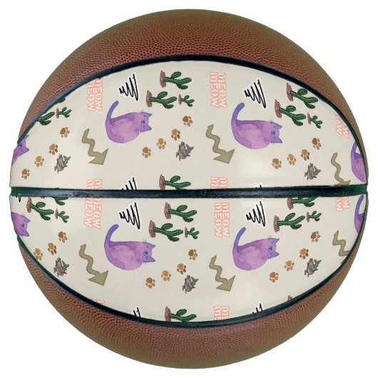 Basketbal Kat Vis Cactus Paws Meow (Voorkant)
