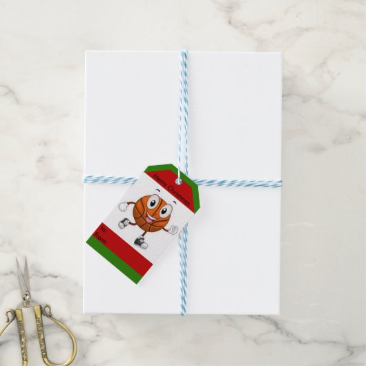 Basketbal Kerst cadeau label Cadeaulabel (Met Touw)