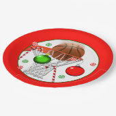 Basketbal Kerst Feestje Papieren Bordje (Gekanteld)