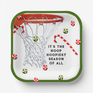 Basketbal Kerst Feestje Papieren Bordje
