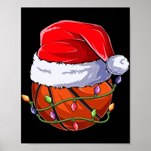 Basketbal Kerst Jongens Kleding, Grappige Kerstman Poster (Voorkant)