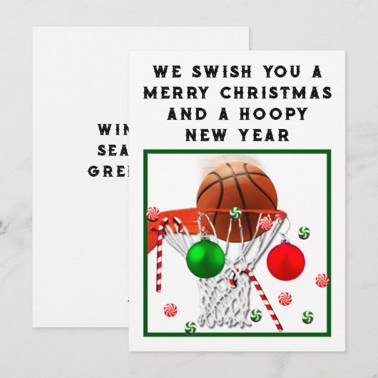 Basketbal Kerst Kaarten (Voorkant / Achterkant)