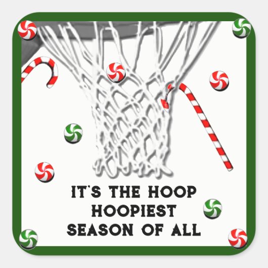 Basketbal Kerst Klassieker Ronde Sticker (Voorkant)