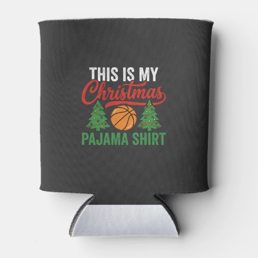 Basketbal Kerst Pyjama Shirt Blikjeskoeler (Voorkant)