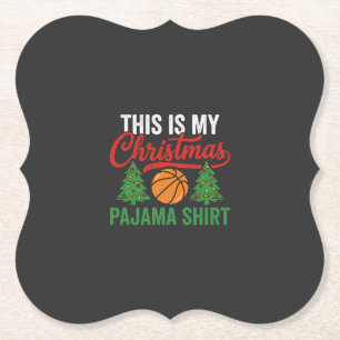 Basketbal Kerst Pyjama Shirt Kartonnen Onderzetters