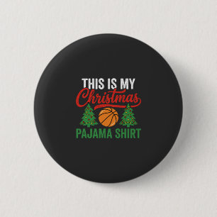 Basketbal Kerst Pyjama Shirt Ronde Button 5,7 Cm