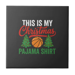 Basketbal Kerst Pyjama Shirt Tegeltje