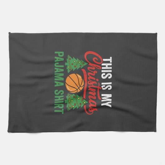 Basketbal Kerst Pyjama Shirt Theedoek (Horizontaal)