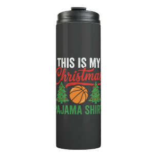 Basketbal Kerst Pyjama Shirt Thermosbeker
