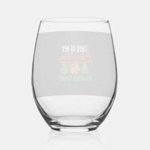 Basketbal Kerst Pyjama Shirt Wijnglas Zonder Voet