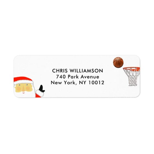 Basketbal Kerst retouradreslabels Etiket (Voorkant)